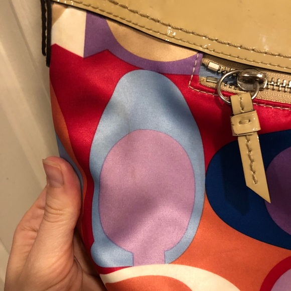 COACH Soho pleated scarf print sateen purse bag - Picture 6 of 8